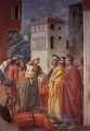 La distribución de las limosnas y la muerte de Ananías Christian Quattrocento Renacimiento Masaccio